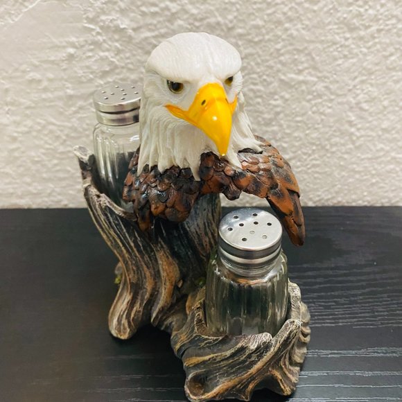 DWK Corp. BALD EAGLE TREE BIRD PROUD SEASONS FIGURINE SALT AND PEPPER SHAKER SET - Picture 9 of 15